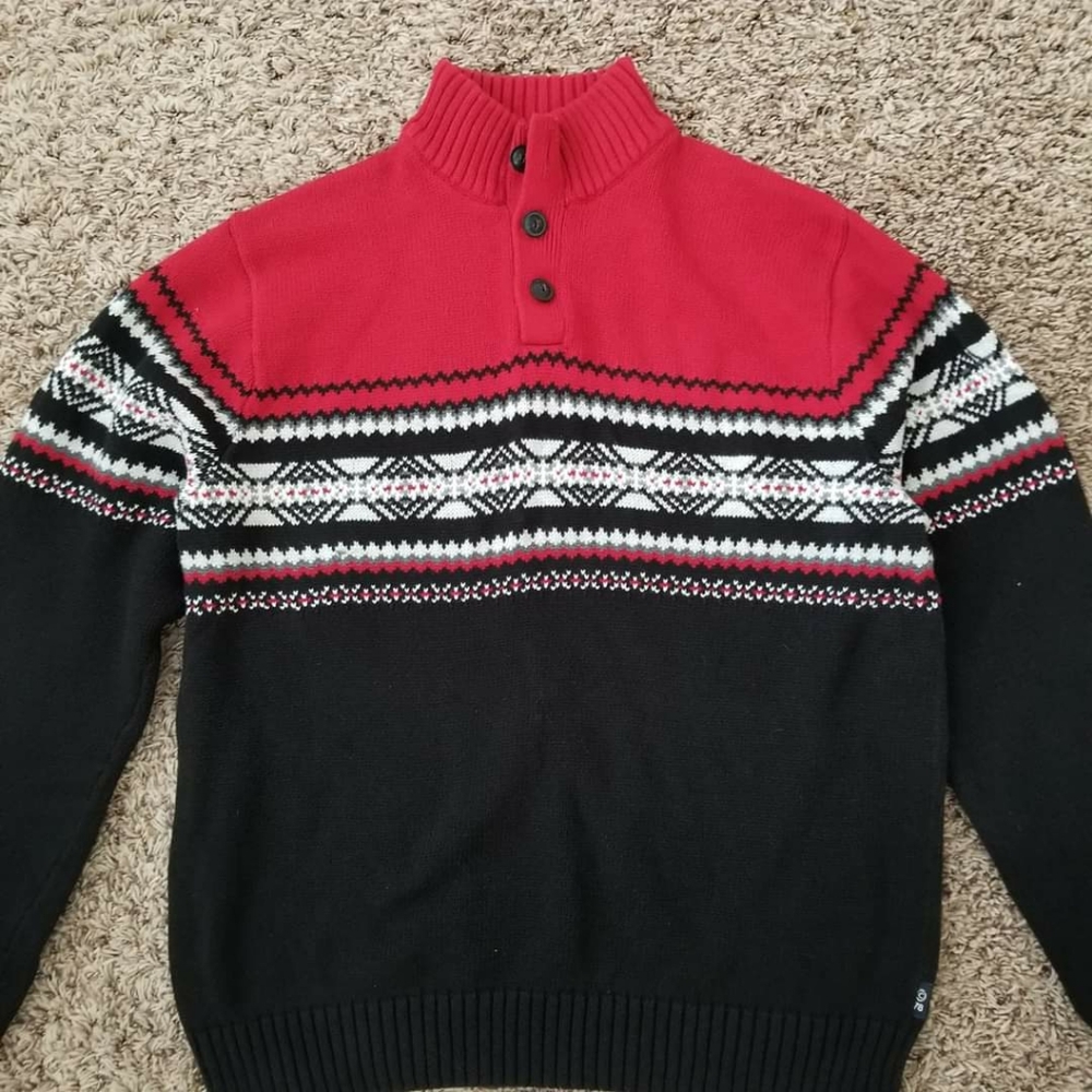 Chaps Pullover Sweater Button Mock Neck - image 2